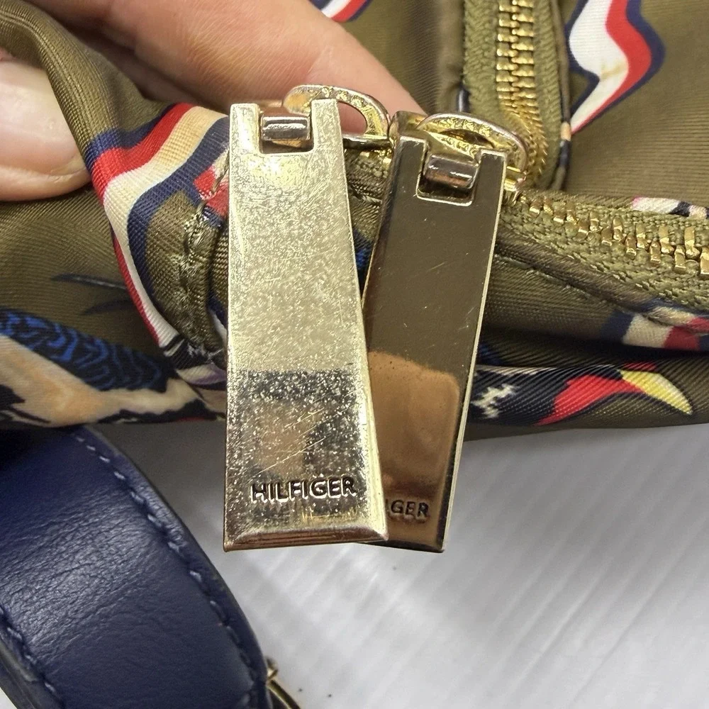Tommy Hilfiger Julia Small Dome Backpack Olive Green TH Bird Print Preppy 2017